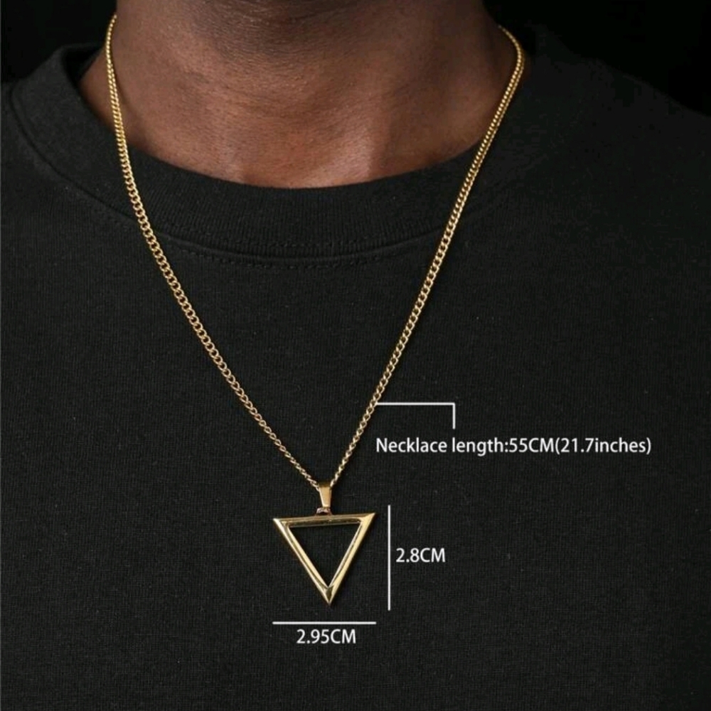 NEW! TRIANGLE PENDANT NECKLACE CHAIN - Picture 3 of 4